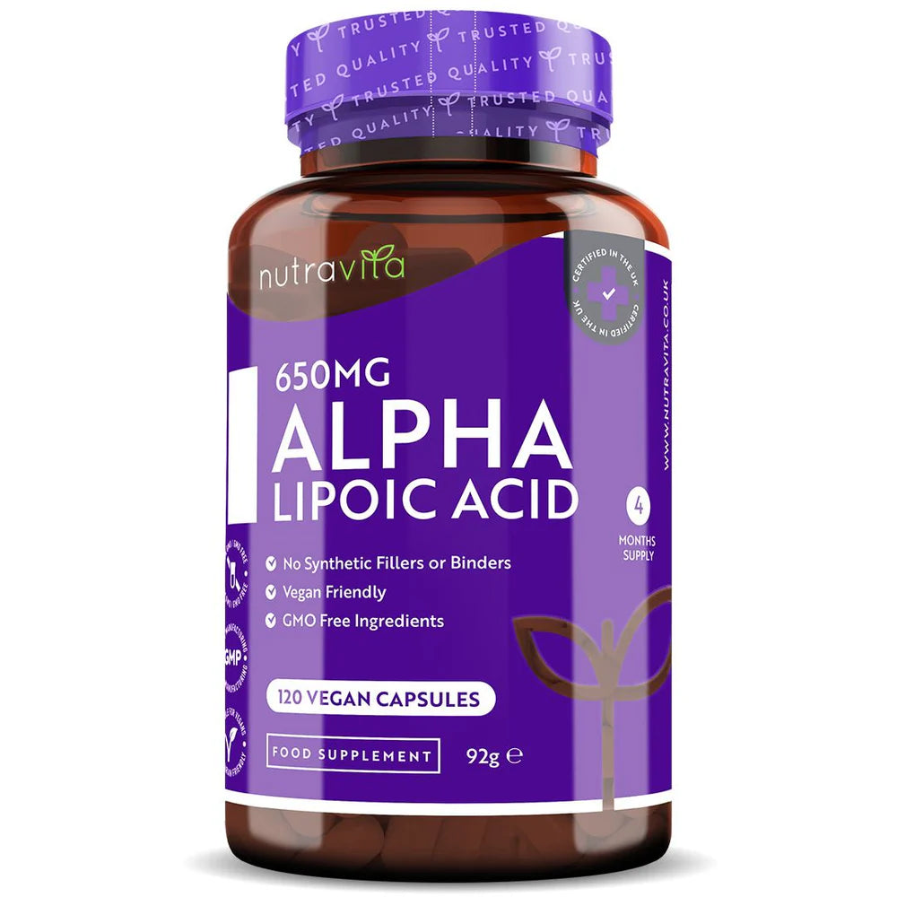Acido alfa lipoico 650 mg /120 capsule, 120 dosi/ <tc>Nutravita</tc>