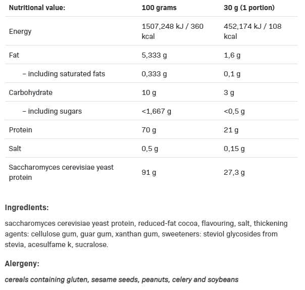 Proteine ​​del lievito - Proteine ​​Vegane - 500 grammi