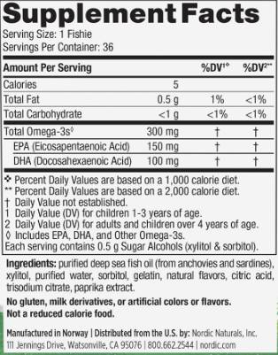 Zero Sugar Omega-3 Fishies 300 mg - 36 Capsule di gel masticabili