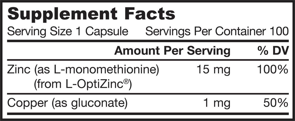 Zinc Balance/L-Opti Zinc 15 mg - 100 capsule