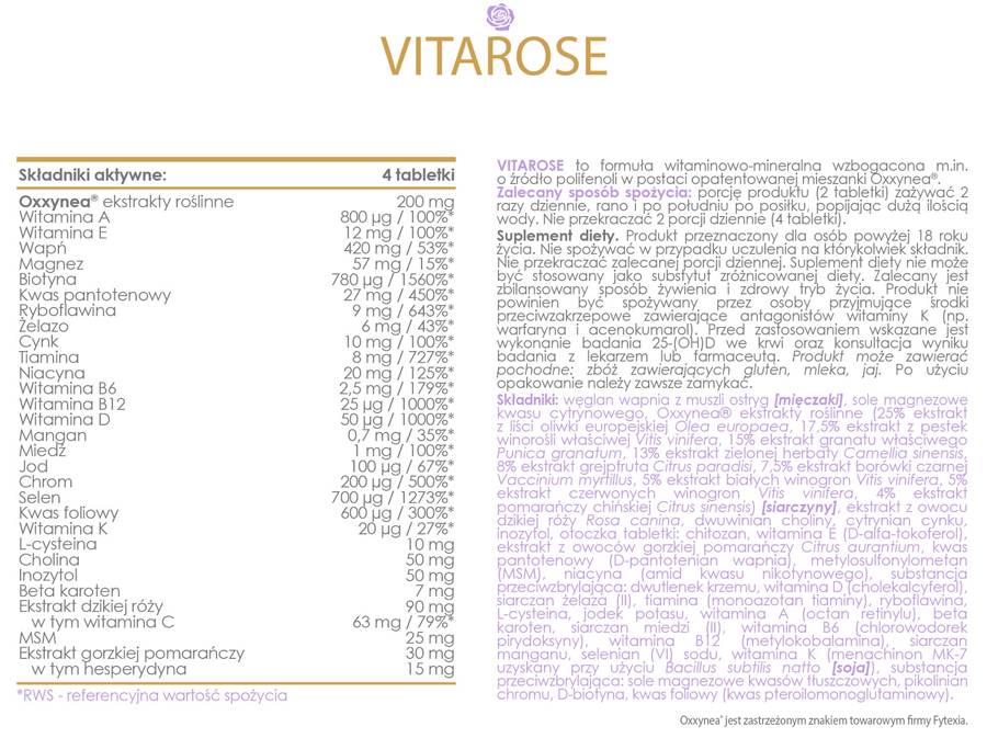 Alldeynn | Vitarose - Multivitamins femminile - 120 compresse