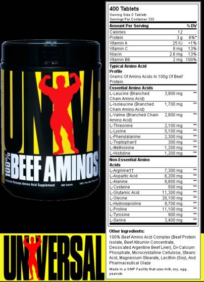 100% di manzo amino - 400 compresse