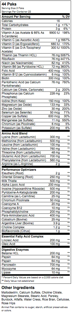 Animal Pak - 15 pacchetti