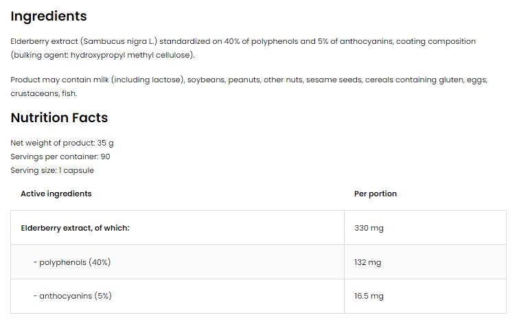 Estratto di sambuco 330 mg | Vege 90 capsule
