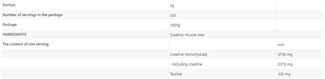 Creatina muscolare max - 1000 grammi