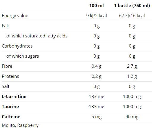 Bere attività di carnitina con caffeina - 750 ml