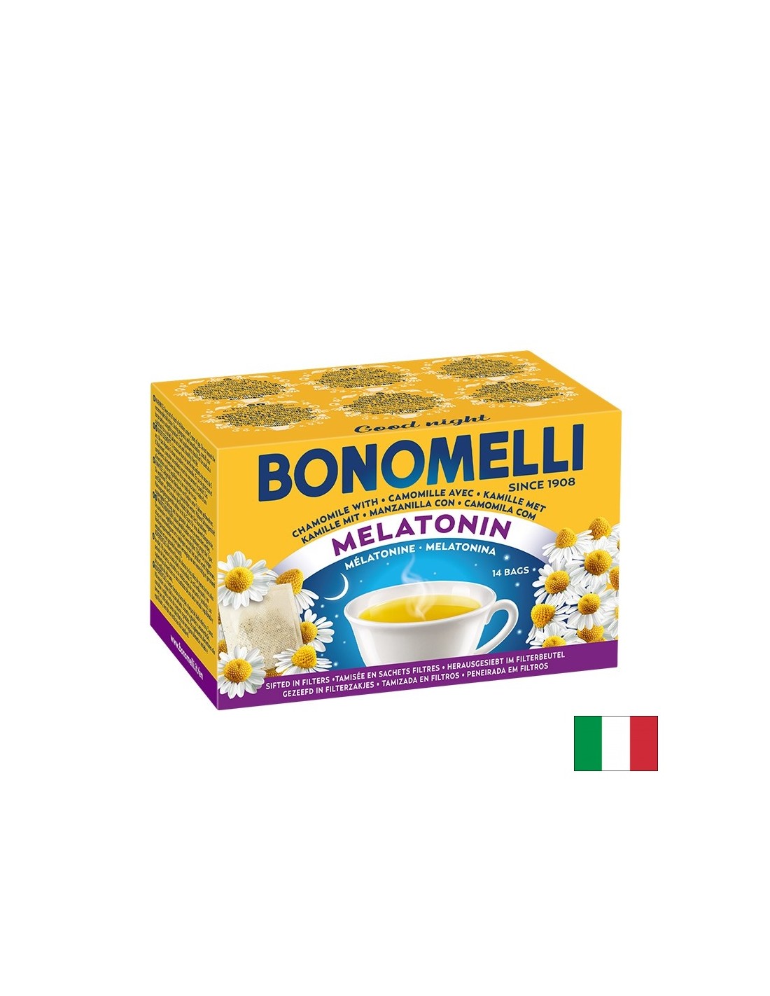 Tè di camomilla, melatonina e magnesio - sonno pacifico e controllo dello stress, 14 sacchetti da filtro