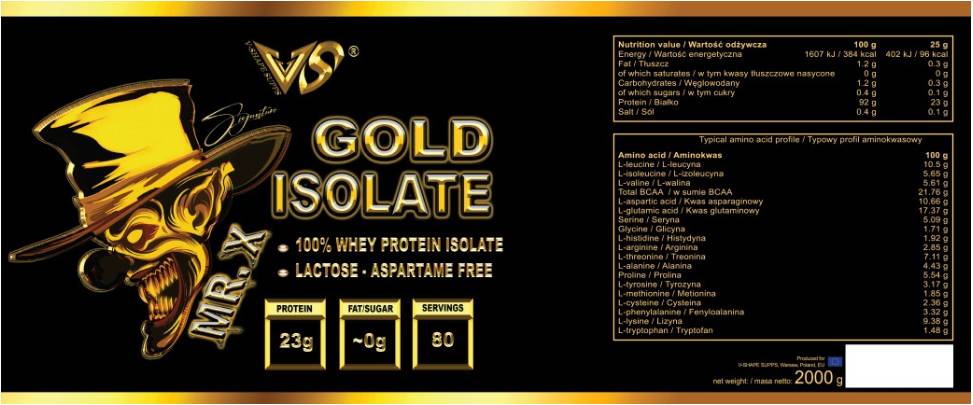 Mr. X Isolato d'oro | Isolato di proteine ​​del siero di latte - 2000 grammi