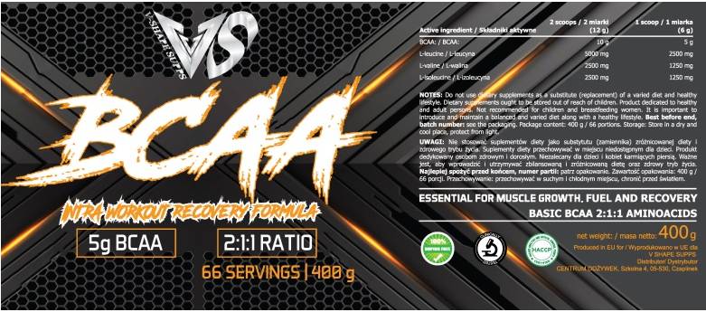 BCAA 2: 1: 1 | Formula di recupero intra Workout - 400 grammi