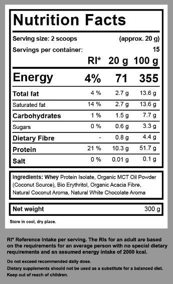 Isolato di siero di latte keto + MCT - 300 grammi