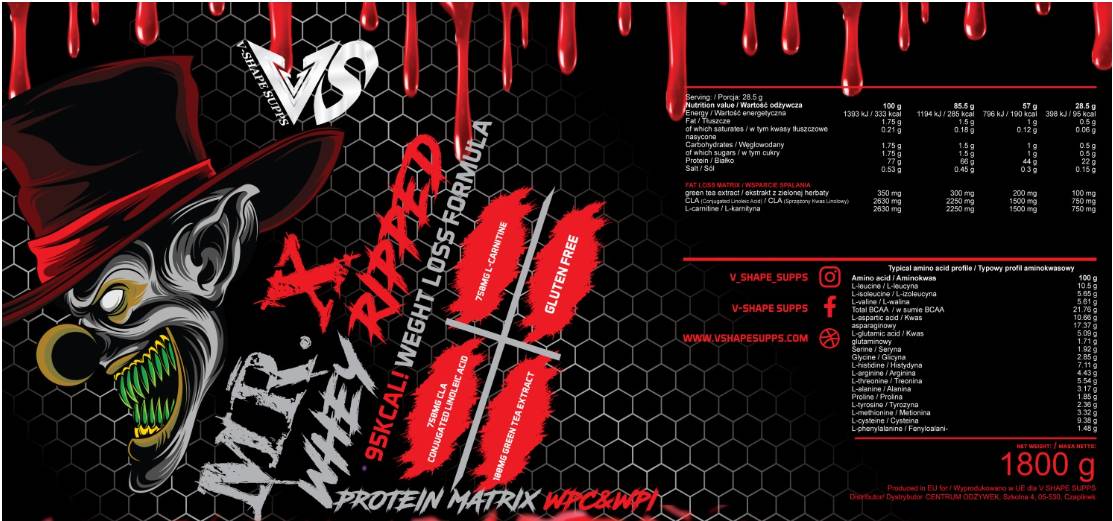 Mr. X Whey Ripped | Formula di perdita di peso 1800 grammi