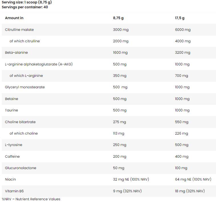 Aggressività della pompa muscolare | Formula pre -allenamento - 350 grammi