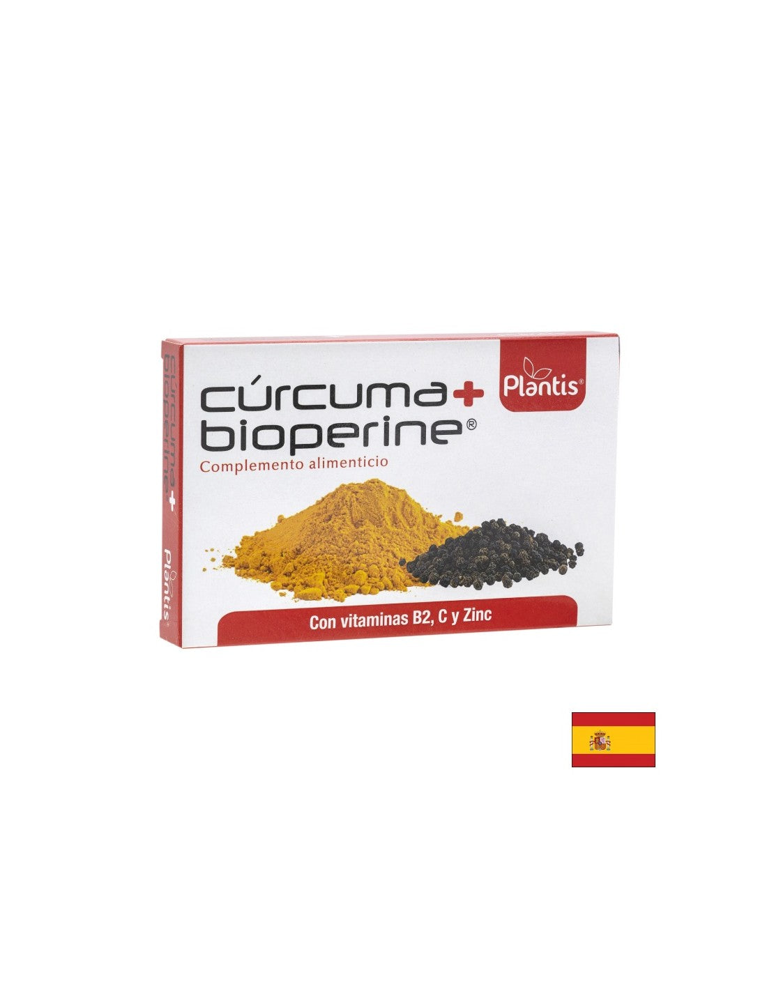 Curcuma + bioperina (con vitamine B2 e C e zinco) - Cúrcuma + Bioperine Plantis®, 60 capsule