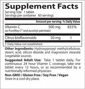 La migliore vitamina C di 12 ore con Pureway-C-60 compresse