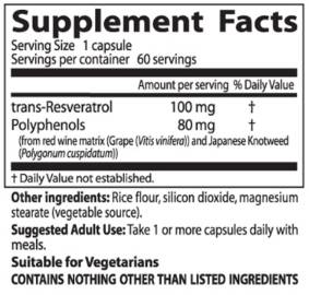 Trans-Resveratrol 100 mg | Con Resvinol -25 - 60 capsule