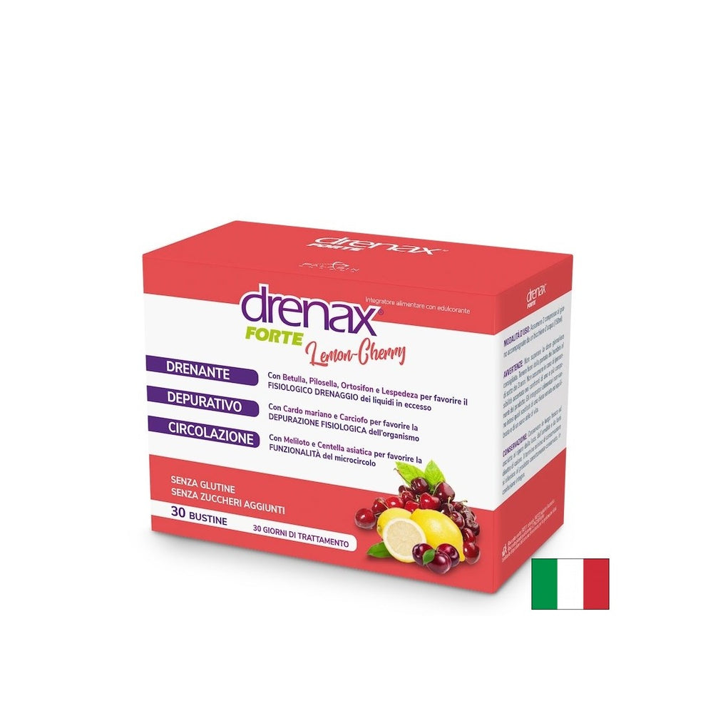 Formula di detox diuretica - Drenax - Drenax® con betulla bianca, ribes nero e orecchie di topo, 30 bustine, limone e ciliegia sapore