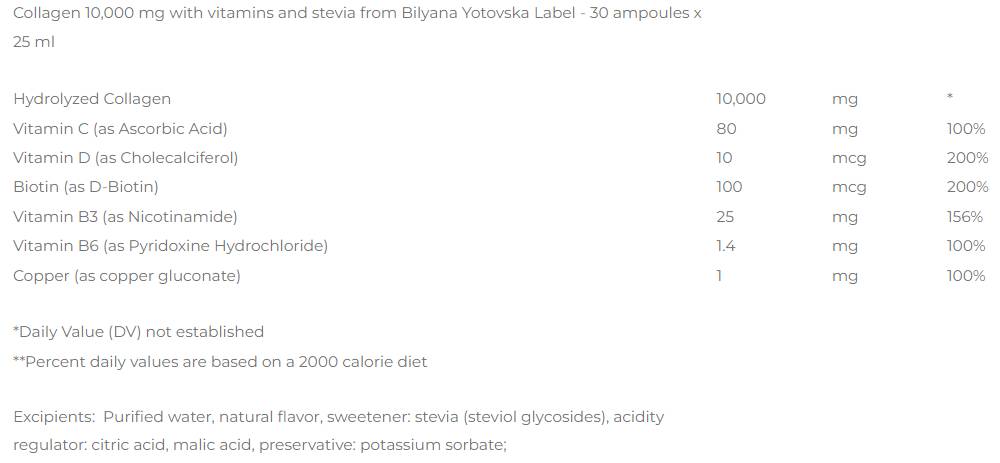Collagene 10.000 mg + vitamine e stevia - 30 x 25 ml