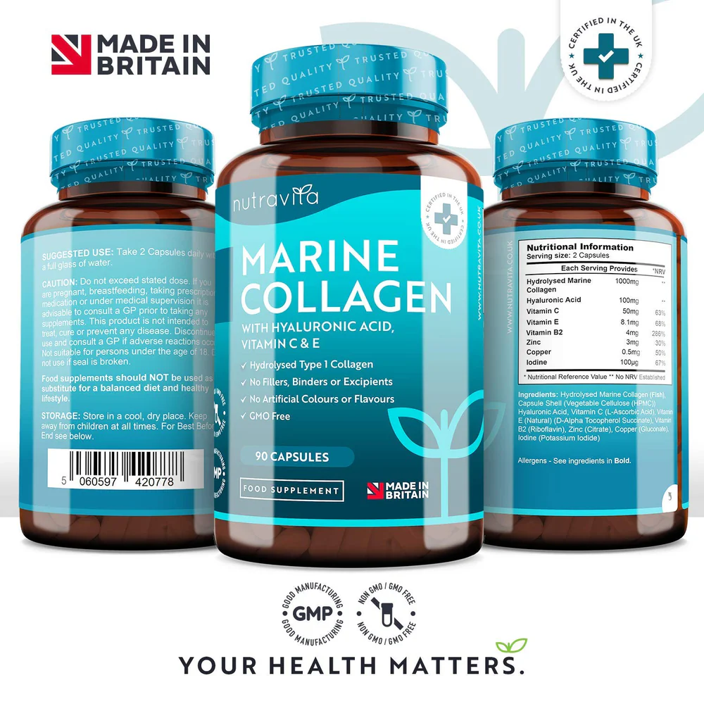 Collagene marino idrolizzato con acido ialuronico - 1000 mg