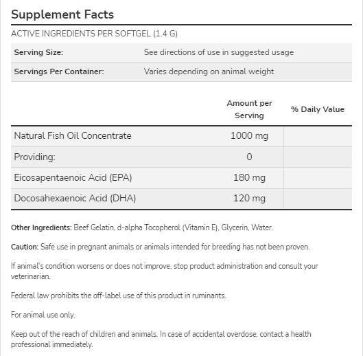Supporto Omega-3 | Per cani e gatti - 180 capsule in gel