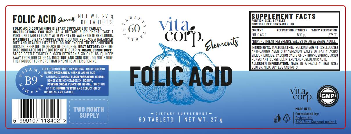 Acido folico 500 mcg - 60 compresse