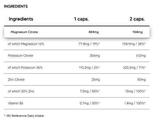 Tri citrato | Magnesio + potassio + zinco - 120 capsule