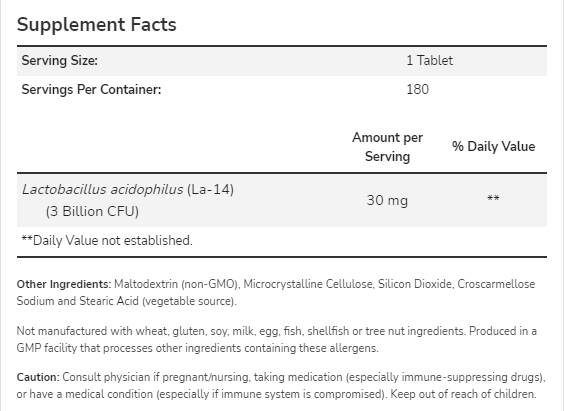 Acidophilus tre miliardi - 180 compresse