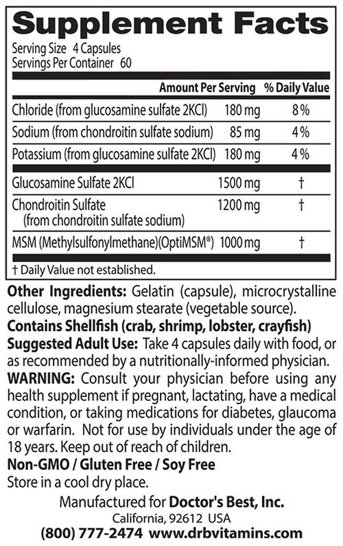 Miglior glucosamina condroitina e MSM - 240 capsule