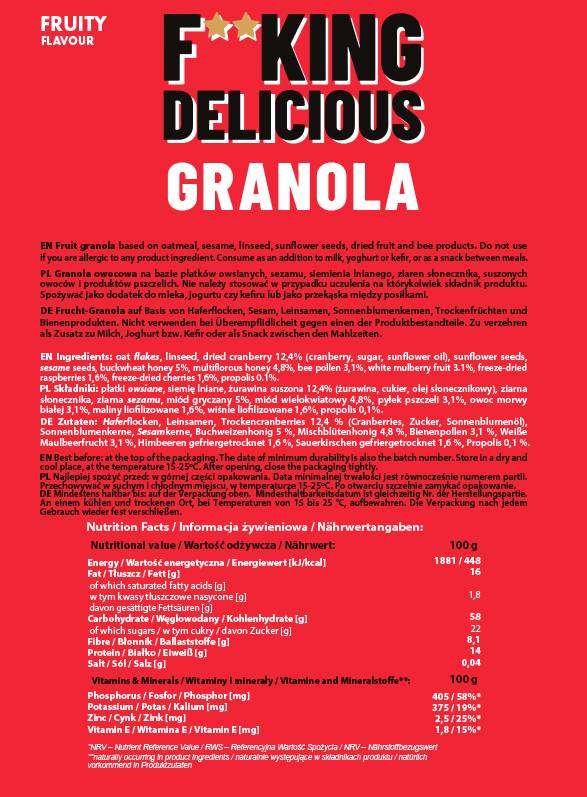 F ** King Delicious Granola | Fruity - 300 grammi