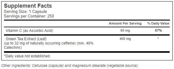 Estratto di tè verde 400 mg - 250 capsule