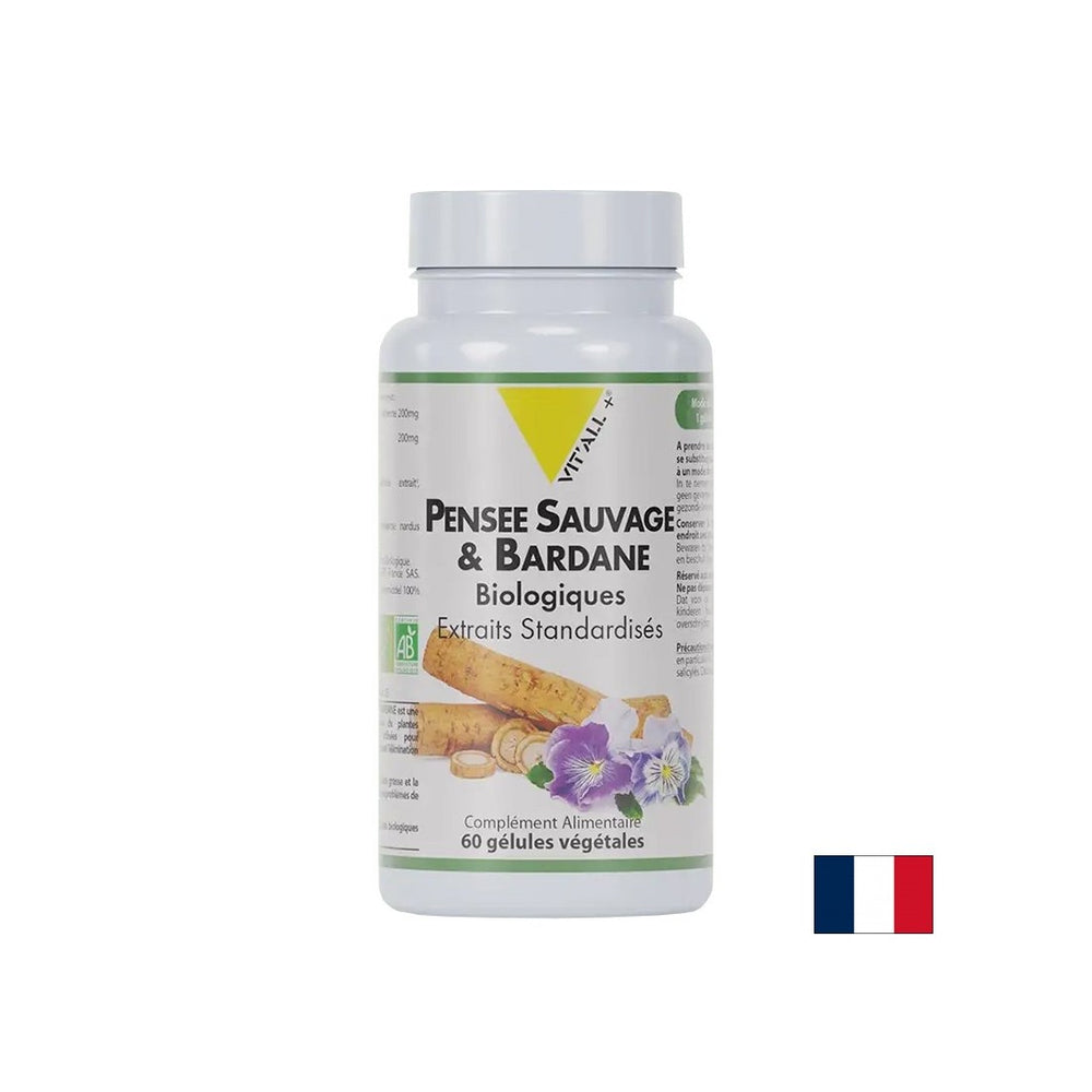 Cura della pelle e disintossicazione - Pansy selvaggio e bardino, organico, 60 capsule