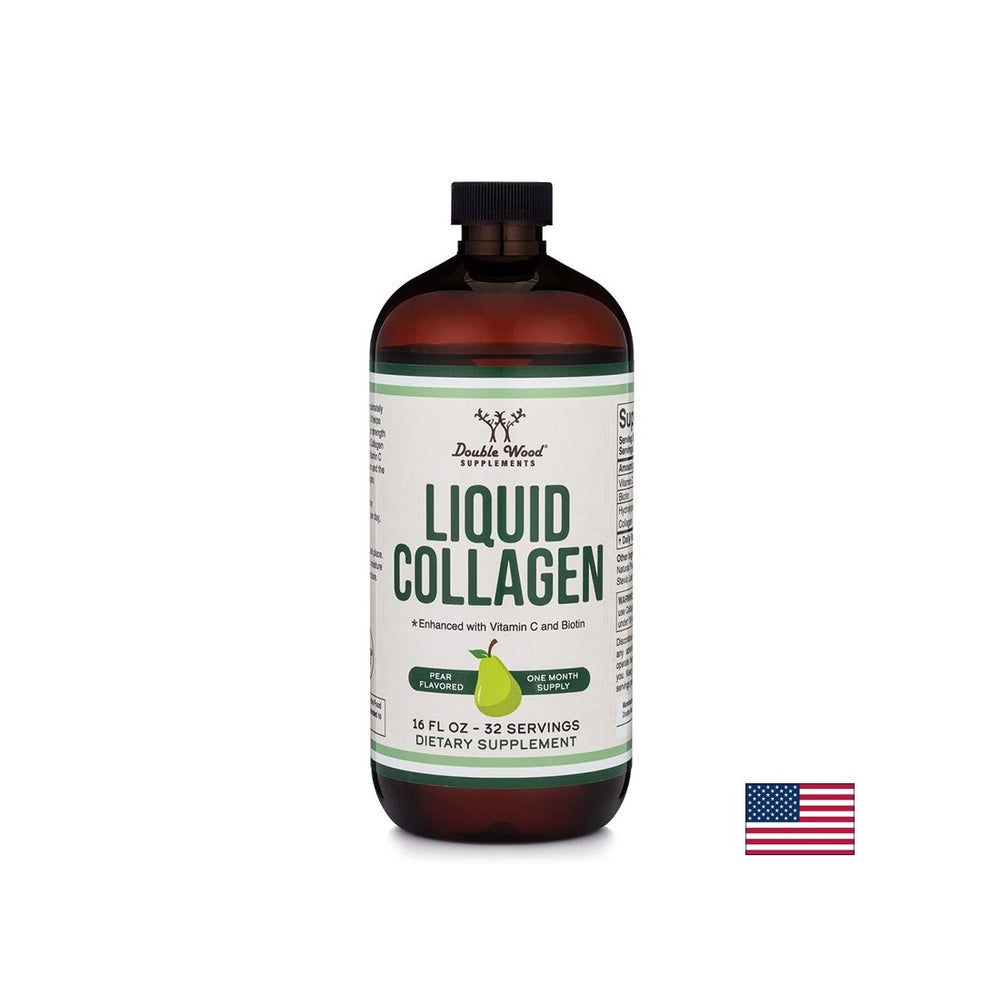 Collagene bovino liquido + vitamina C e biotina - pelle, capelli e cure articolari, 473 ml, con sapore di pera