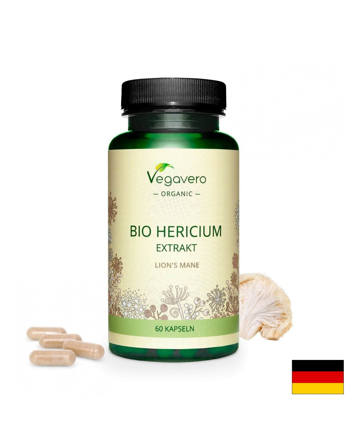 Estratto biologico di Hericium (criniera di leone), 60 capsule, 100% vegano <tc>Vegavero</tc>
