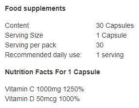 Vitamina C 1000 + D3 2000 IU 30 Capsule