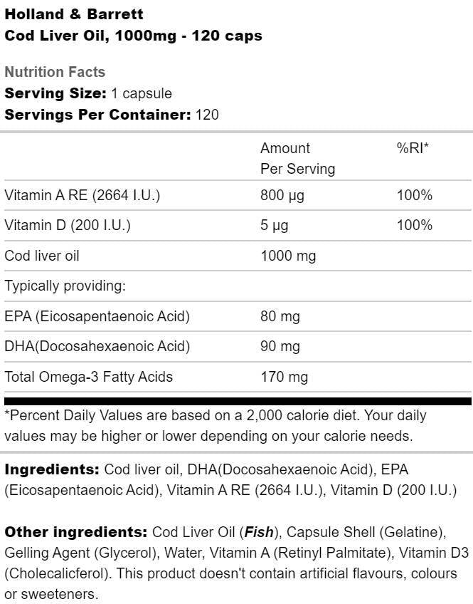 Olio di fegato di merluzzo 1000 mg - 60 capsule di gel