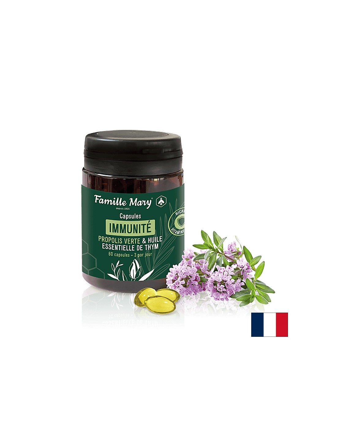 Immunité/verde propolis + olio di timo e vitamina D3, 60 capsule Mary Famille