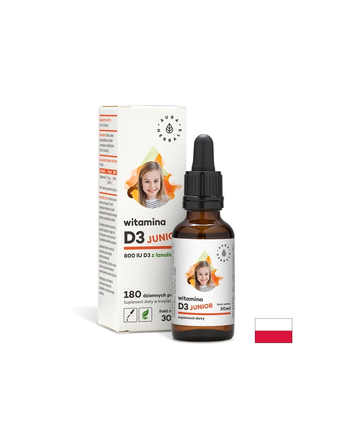 Sistema immunitario e osseo - Vitamina D3 (800 UI) - per bambini e adulti, gocce da 30 ml <tc>Aura Herbals</tc>