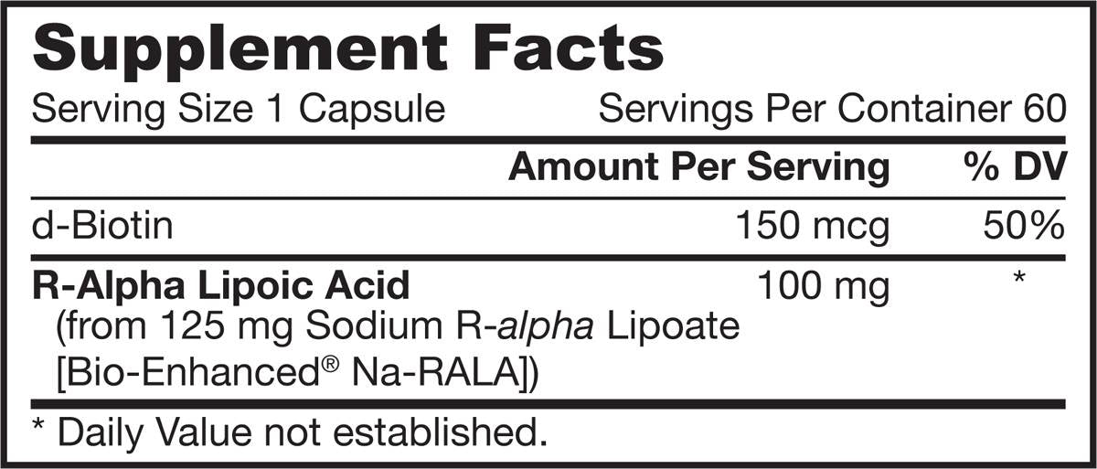 Acido lipoico r -alfa + biotina - 60 capsule