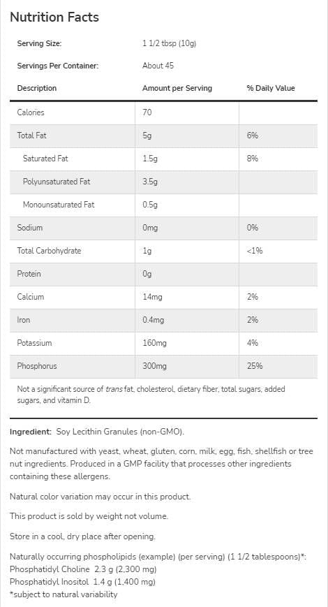 Granuli di lecitina non GMO - 907 grammi