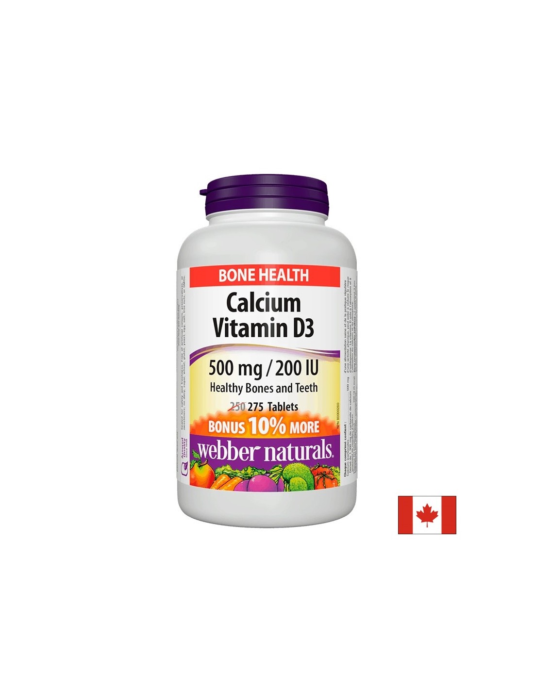 Калций 500 mg + витамин D3 200 iu - за ззрави кости и зъзъзъ, 275 табiance