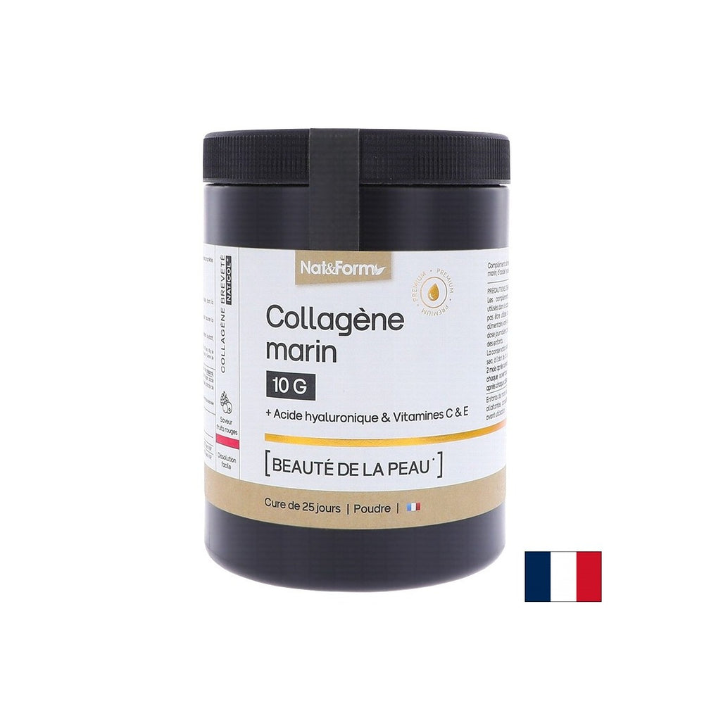 Collagene marino idrolizzato + acido ialuronico, vitamina C ed E, 315 g di polvere, con sapore di frutto della passione