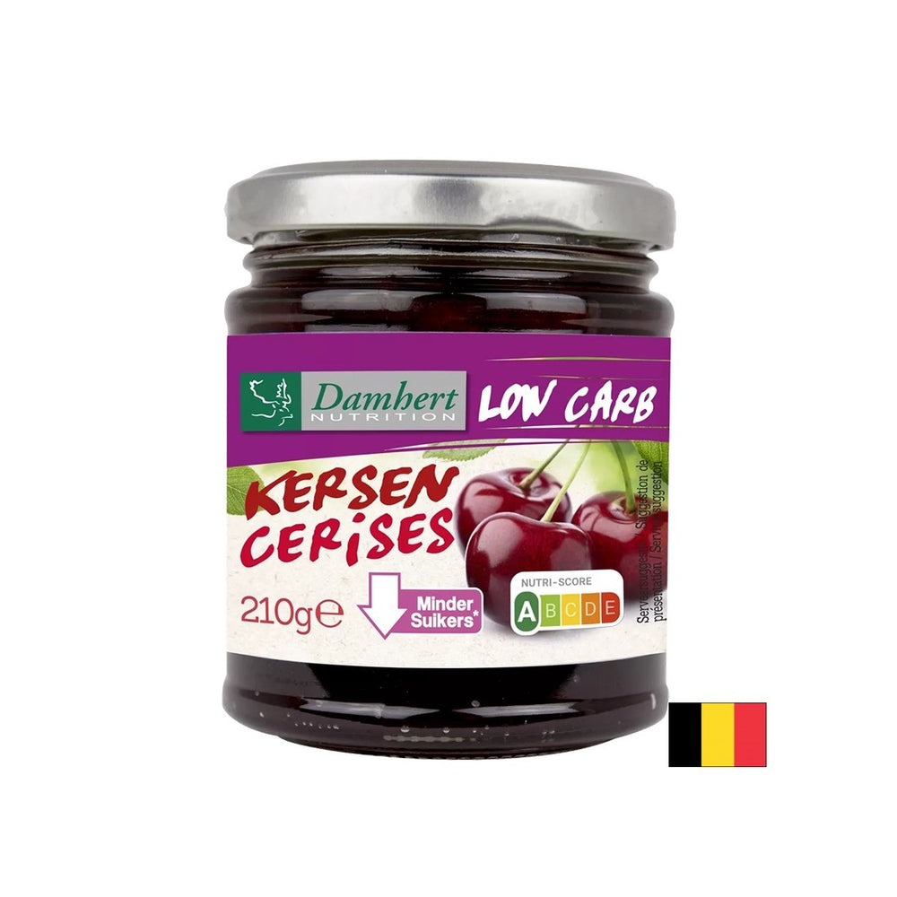 Marmellata ciliegia con contenuto di zucchero basso e carboidrati, 210 g