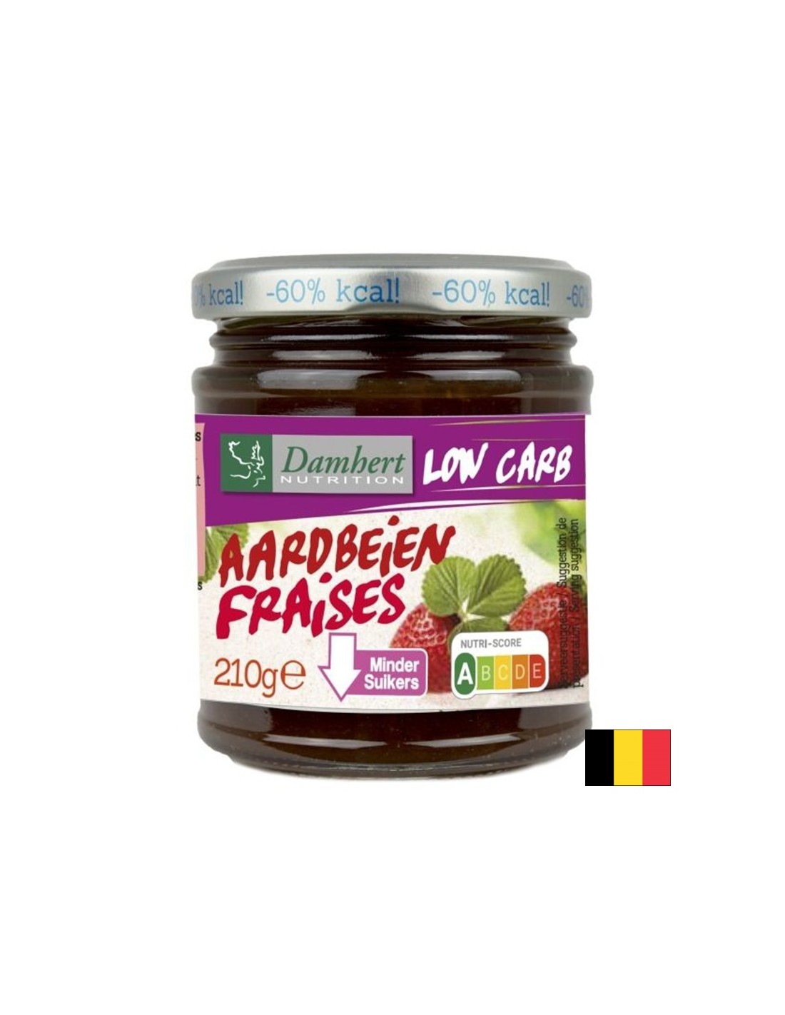 Marmellata alla fragola con contenuto di zucchero basso e carboidrati, 210 g
