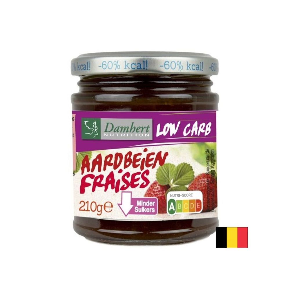 Marmellata alla fragola con contenuto di zucchero basso e carboidrati, 210 g