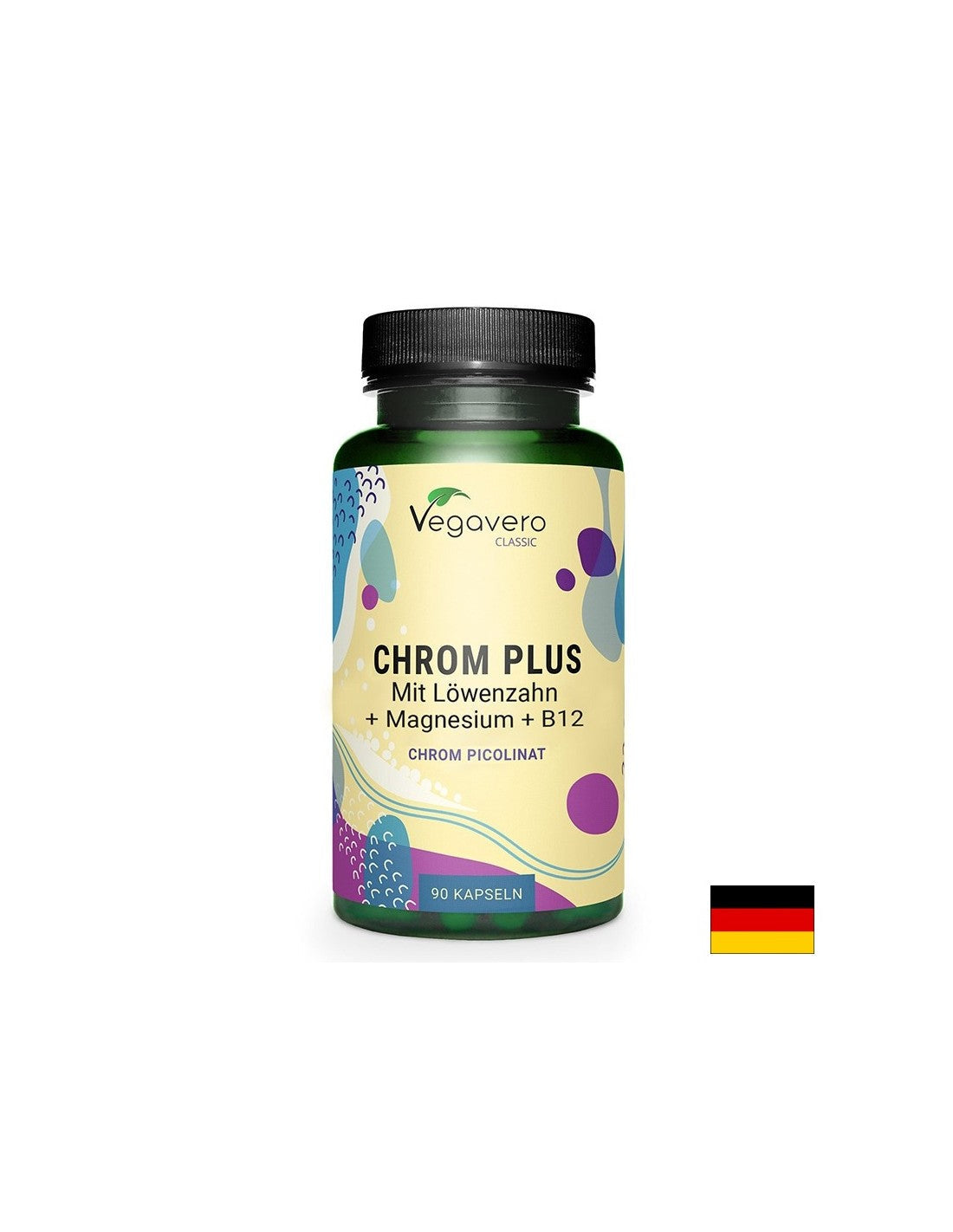 Controllo del diabete - cromo + dente di leone, magnesio e vitamina B12, 90 capsule