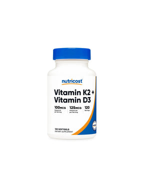 Bones and teeth - Vitamin K2 + Vitamin D3, 120 Nutricost softgel capsules - Nutra Best Europe