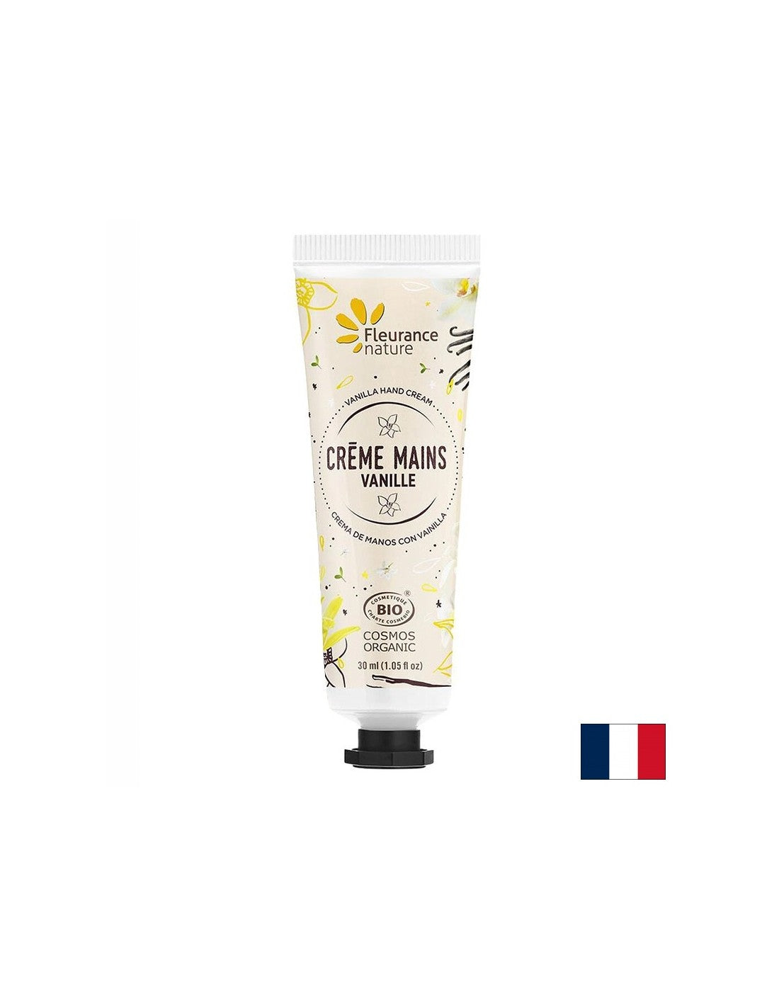 Crema per le mani con acqua floreale di damacena, burro di karité, aloe vera, profumo alla vaniglia, natura da 30 ml