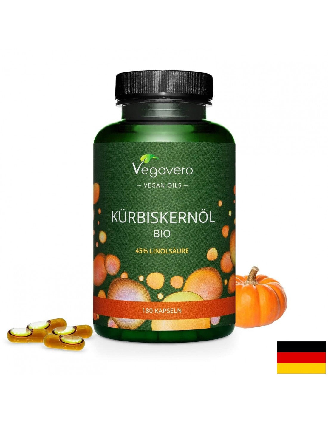 Kürbiskernöl Bio/ Olio di semi di zucca biologico, 180 capsule, 100% vegano <tc>Vegavero</tc>