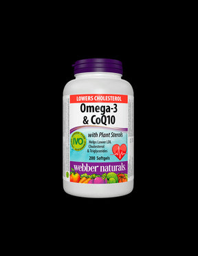 Lowers Cholesterol Omega-3 & CoQ10+Plant Sterols/ Omega-3 with Coenzyme Q10 and Phytosterols x 200 softgel capsules - Nutra Best Europe