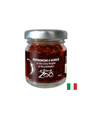Chili pepper flakes in olive oil (extra virgin), ORGANIC, 40 g - Nutra Best Europe