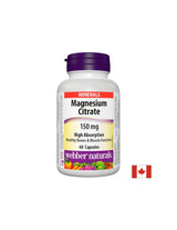 Citrato di magnesio/Ad alto assorbimento/150 mg, 60 capsule <tc>Webber Naturals</tc>